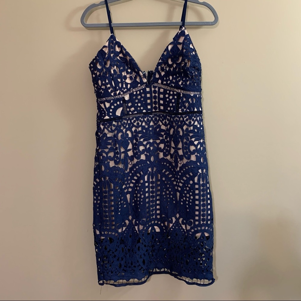 Just Me Navy Lace Dress Size Large